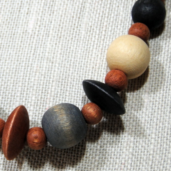 Vintage Wood Bead Jewelry Boho Handmade Ethnic - Picture 3 of 4